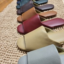 인터리더 가죽 실내화 호텔 슬리퍼 거실화 고급 여성 실내 레자 거실 병원 홈 룸슈즈, 다크브라운, 1개