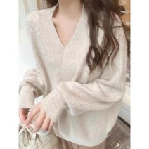 오르네트 여성 브이넥 니트 스웨터