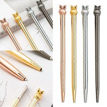 인하우스 메탈볼펜 부엉이볼펜 디자인볼펜 금속 판촉 인쇄가능, 1개, 인쇄포함-골드