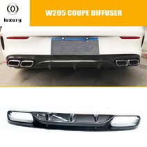 w205 카본 파이버 리어 범퍼 립 디퓨저 벤츠 c205 쿠페 2dr c200 c220 c300 c43 c63 amg 패키지 15-22, 도색되지 않은 frp
