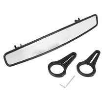 ATV UTV Yamaha Polaris Kawasaki 용 1.75-2 인치 클램프가있는 16.5 인치 와이드 리어 뷰 레이스 미러 볼록 거울, 하나, 검은 색