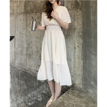 여름쉬폰원피스 백리본 브이넥 하객룩 롱 럭셔리 원피스 바캉스룩