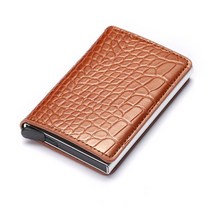 명함지갑 bisi goro 신용 홀더 남성과 여성 금속 rfid 빈티지 알루미늄 상자 미친 말 pu 가죽 패션 카드홀더