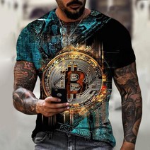 기념주화 비트코인선물 모형소품폭발적인 2022 봄과 여름 새로운 반팔 Bitcoin 3D 인쇄 된 t-셔츠 거리 동, 11 dyp-2290_06 XL