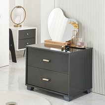 원목장식장 럭셔리 2단 수납 협탁 엣지 미니거실장 600, 그레이화이트_골드