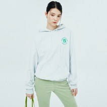 앤커버 스몰 로만 타이포 로고 후드-화이트 멜란지 - WHITE MELANGE