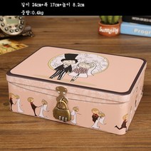 Makone 레트로 철제 상자 소품 빈티지 양철통 수납함 다용도 악세서리 사각 보관함 티백 영양제 화장품 잠금 자물쇠, E대개