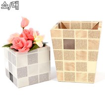 체크무늬 미니 사각 예쁜 조화화분 2p 소형 카페장식 선반장식 미니화분, 1개, 화이트 - 대