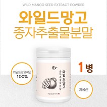 식약처통관인증 와일드망고 씨앗 가루 분말 추출물 종자 100% 렙틴 엘라 그 산 고농축 아프리카 아프리칸 야생 와일드망고 렙틴 아디포넥틴 식이섬유 파우더 대용량 미국산 식약청 검사, 1병