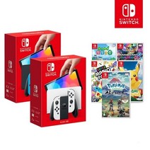 닌텐도 스위치 OLED화이트 신상품 정품 + 인기게임팩(택1) 10종 악세사리 패키지, 별의 커비 스타 얼라이즈