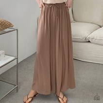 찰랑찰랑 하비 여성 루즈핏 밴딩 린넨 레이온 와이드 통 팬츠 고무줄 바지 통바지 봄 여름