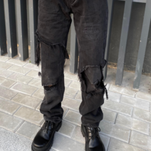라프시몬스 레이어드 데미지 청바지