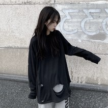 롱슬리브티 여성의류 전문점 철수함 캐비닛의 꼬리 부분 화물 멋져 스타일 무지긴팔티 2469636893, 블랙 M