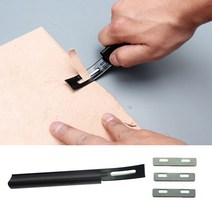 가죽공예 도구 전문가 초보자를 위한 3PCS 교체 블레이드 포함 날카로운 강철 곡선 모양 DIY 가죽 숱이 스, 한개옵션0
