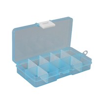 Clear Plastic Storage Box 10 밀봉 뚜껑 뚜껑 컨테이너 케이스 소형 보석 링 알약 다색 조직 주최자 홀더를위한 구획, 파란색과 흰색