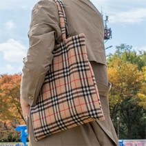 셀러허브(잡화) [라일리] Rly 북유럽 체크 방수 에코백 다용도 캔버스가방 보조가방