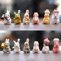 사랑스러운 미니 토끼 가족 화환 인형 장식품 슈퍼 마이크로 풍경 데스크탑 다육 화분 장식 어린이 선물, [01] random 4pcs