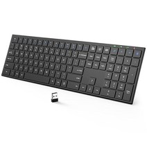 Trueque 무선 키보드 풀 사이즈 울트라 슬림 무소음 키 숫자 패드 2.4GHz 인체 공학적 USB 컴퓨터 노트북 윈도우 PC 데스크톱 맥용 블랙 [관부가세 포함, black