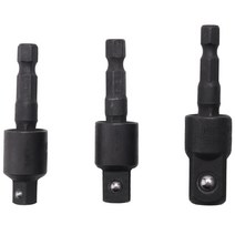 3PC Wobble 소켓 어댑터 유니버설 조인트 스위블 소켓 세트 1/4 인치 육각 생크 1/4 3/8 1/2 스퀘어 소켓 드라이브, 하나, 검은 색