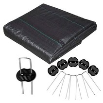 잡초 멤브레인 2mx5m 잡초 제어 직물 지상 ​​덮개 멤브레인 조경 원단 25 아연 도금 된 PEGS + 25 버퍼 와셔, 하나, 검은 색