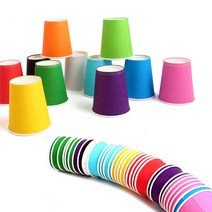 칼라종이컵 색종이컵 1줄(50개입), 노랑