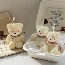 테디베어 곰돌이 오브제 답례품 생일 집들이 인테리어 감성 소품 선물 캔들, 큰퉁퉁베어, 화이트, 02.프리지아