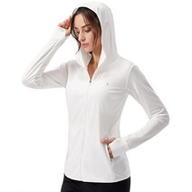 Soothfeel 여성용 UPF 50+ 자외선 차단 후드 재킷 경량 긴소매 햇빛 셔츠 여성용 주머니 포함 하이킹 아웃도어 B-화이트