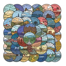 올리브파티 감성 캐리어 노트북 여행 방수 스티커 세트, 1세트, 미국50주