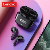 기존 레노버 Lenovo LP40 프로 New 블루투스 5.1 헤드폰 무선 이어폰 게임용 헤드셋 스포츠 이어 버드 소음 차단 저음 터치 컨트롤 범용 핸즈프리 마이크 포함 이어폰, LP40프로New블랙