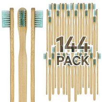 144 생분해성 프리페이스트 대나무 칫솔 개별 포장된 부드러운 칫솔모 상쾌한 민트 맛 페이스트144팩 USA 미국, 144_Mint