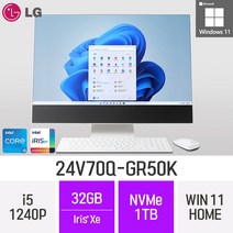 LG전자 24V70Q-GR50K 24인치 인텔 12세대 i5 Iris Xe Win11 Home 사무용 인강용 재택근무용 일체형 PC, 32GB, 1TB