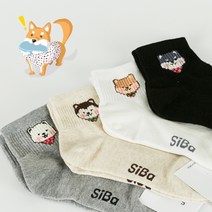 하이 시바 여자발목 골지양말 명품스타일 무압박 면 스마일 두꺼운 중학생 캐릭터 패션 단목 동물 귀여운