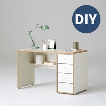 한샘 샘 책상 120cm 하부서랍형 DIY(컬러 택1), 색상:우형/크림화이트/피치(I)