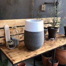 워라벨 모던 테라스톤 화분 타원형 20x34cm 화이트-투톤, 단일상품(BBA9808)