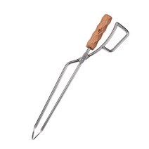 우드핸들 스텐 캠핑 가위형 숯 장작 집게 캠핑요리