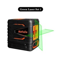다기능레이저수평기 광파기 makeda 2 라인 셀프 링 수직 앰프 소리 경보 기능이 있는 수평 교차 녹색적색 nivel, 녹색 레이저 세트1, 1개