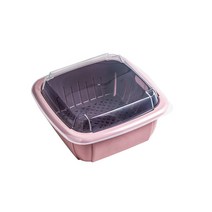 다기능 더블 레이어 드레인 바구니 뚜껑 주방 냉장고 드레인 보관 상자 플라스틱 과일 야채 세척 바구니, 하나, A