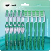 SINOZ Titan Medium Toothbrush 10 Count (Pack of 18) null, Green