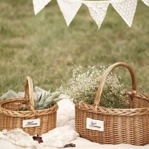 라탄 손잡이 바구니 피크닉 촬영 소품, 소형