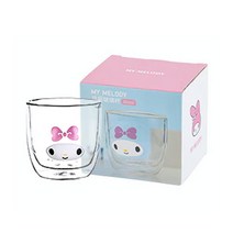 산리오컵 이중 형압 유리컵 300ml -쿠로미 마이멜로디 시나모롤 우유컵 커피 물컵 뜨거운차가능, 마이멜로디물컵