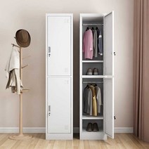 단일 도어 사물함 철제 캐비닛 직원 사물함 강철 가정용 단일 사물함 간단한 소규모 사무실 옷장, 싱글 2도어 사물함(펄 화이트)