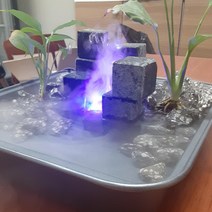 실내인테리어용 LED 물안개 초음파 가습기 큐브곱돌 사각돌 맥반석 수경재배, 안전용기