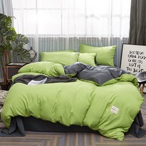 심플 그레이 침대 4종 세트 워싱 면 이불 커버 시트 3종 세트 북유럽 침대 삿갓 4종 세트