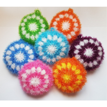 핸드메이드 2겹 아크릴수세미 원형 8개 랜덤발송 / 친환경 도톰 두겹