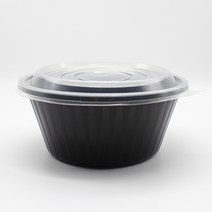 더팩 중화면용기 원형검정(대)1900ml 100개 / 400개(뚜껑포함), 1세트