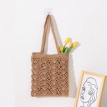 갈고리 꽃 숄더 위빙백 여 펀칭 토트 위빙백 해변 바캉스 비치백