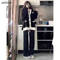 CNTCSM 임부복 가을 상의 세트 가을 빅사이즈 가디건 스웨터 트렌디 임부 가을 원피스