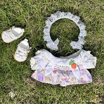 20cm 인형옷 토끼귀 당근드레스 솜인형옷 무속성인형옷, 20cm(뼈대 포함), 퍼플 투피스+공주신발 화이트(인형옷만)