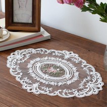 화장대 식탁 레이스 플라워 매트 손님초대 파티테이블 이사선물 깔개 심플한 개인, 인디핑크