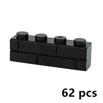 롱브릭타일 접착식파벽돌 파벽돌 DIY 빌딩 블록 벽 그림 벽돌 1x2 1x3 1x4 L 도트 교육 크리 에이 티브 건, 25 Black 1X4 62pcs